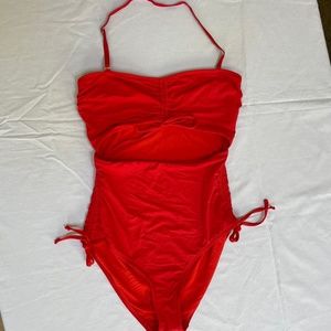 Carmen Marc Valvo red cut-out one piece